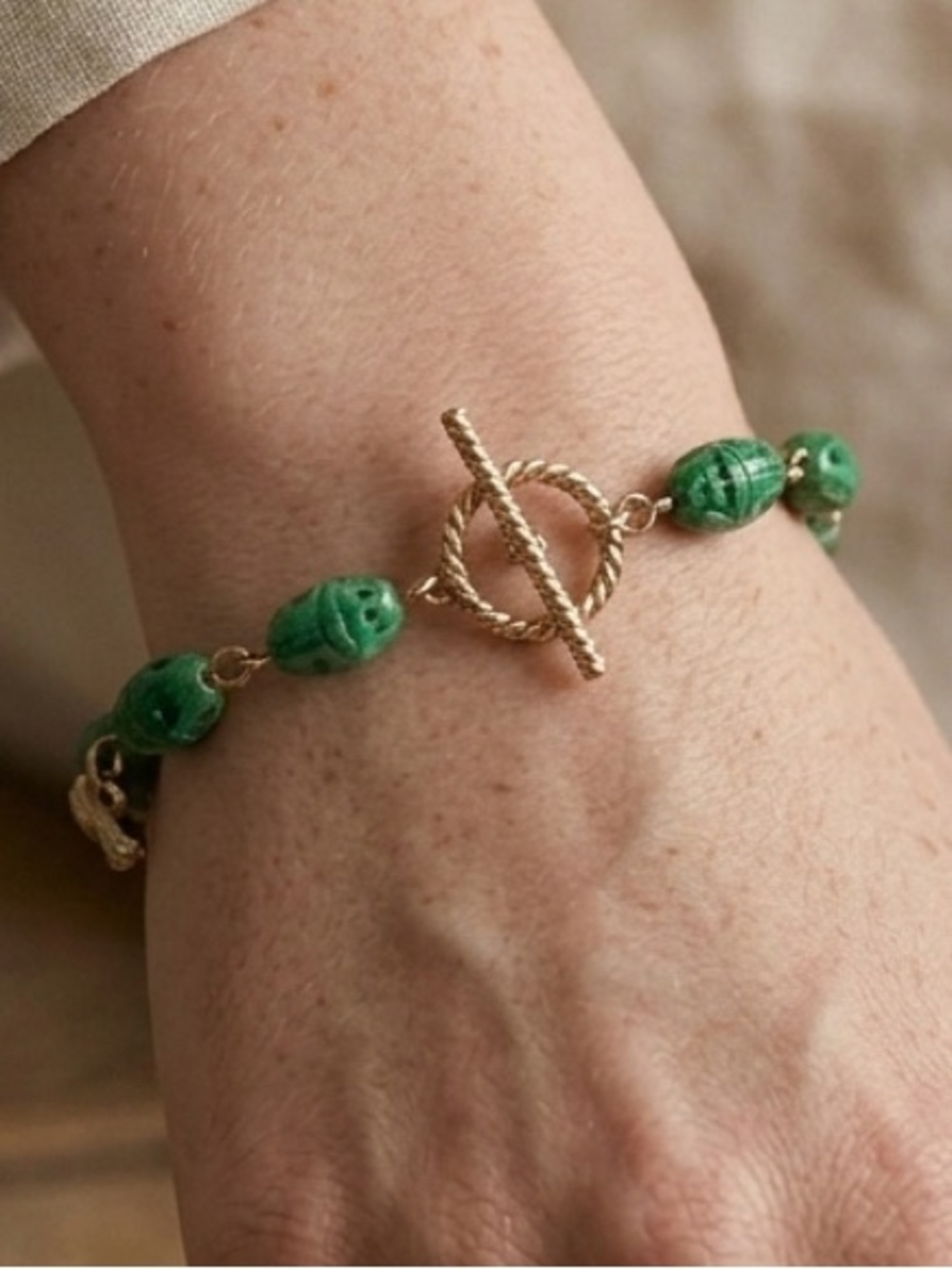 Homemade Boho Green Glass Bead 2-in-1 Bracelet & Anklet